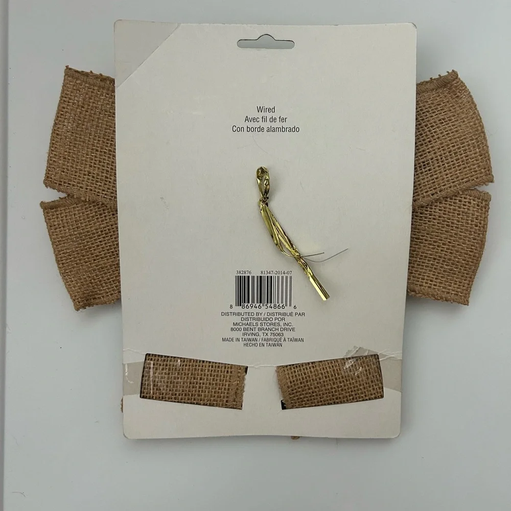 NWT Burlap Wired Bow